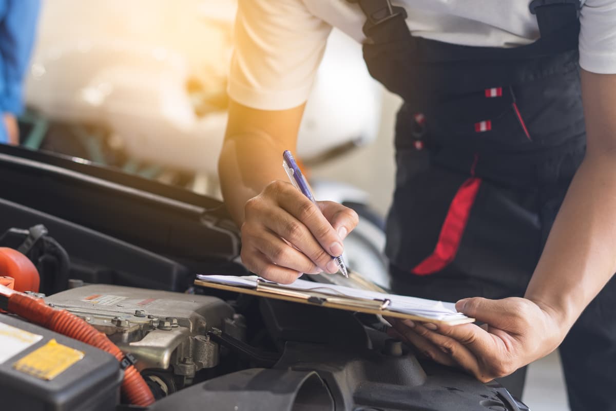 Mechanic working on a car